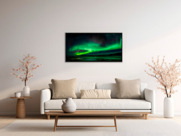 Aurora borealis 4 Pierre Chancy Fine Art print An image to reverberate floating frame in situation